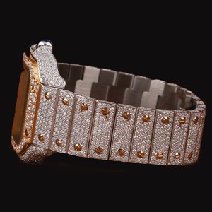 Montre en acier inoxydable avec mouvement à quartz, diamants en moissanite, cadran en verre, bracelet en or jaune, clarté VVS, élève le luxe et la mode - Product Image 2