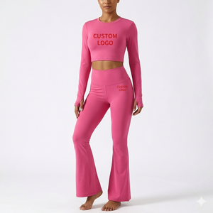Ensemble de yoga et de fitness deux pièces personnalisé taille haute évasé pour femme 2026 - Product Image 1