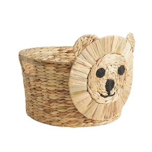 Lion Water Hyacinth Storage <b>Basket</b> Woven Lion Shaped Toy Organizer Bin Cute Safari Animal Kids Nursery <b>Hamper</b> - Product Image 2