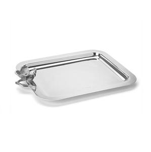 Bandeja Ovalada de Peltre y Latón con Acabado Plateado Antiguo, Bandeja Decorativa de Lujo para Servir Agua con Asa - Product Image 2