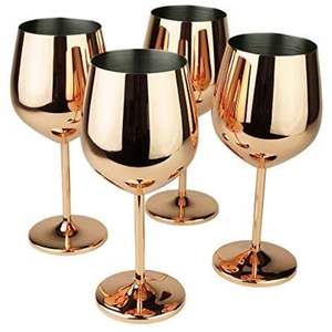 Juego de Copas de Vino de Acero Inoxidable con Baño de Cobre y Oro Rosa de Lujo, Irrompibles, para Champán, Bodas, Fiestas y Bares - Product Image 1