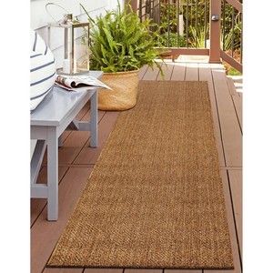 Alfombra de Yute para Exteriores, Rectangular, de Color Sólido, Estilo Costero, Tejido Plano, con Base de Goma Antideslizante - Product Image 1
