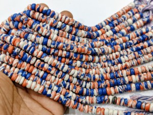 Perles en pierre d'agate Fordite multicolores, lisses, en forme de rondelle, pour la création de bijoux, brin de 8 pouces - Product Image 5
