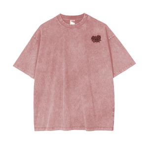 Unisex Gray Crew Neck T-Shirt Short Sleeve 100% Cotton Loose Fit Embroidered Red <b>Roses</b> Front Solid Color All Seasons - Product Image 5