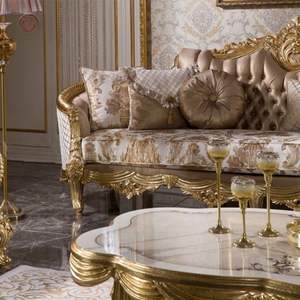 Oferta Especial: Juego de Sofás de Lujo Tallados y Duraderos con Relleno de Esponja, Madera Dorada Antigua para Sala de Estar de Apartamento, Estilo Real Europeo - Product Image 5