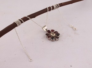 Colgante de Granate Rojo Natural con Engaste de Plata de Ley 925, Estilo Vintage, Collar de Piedras Preciosas, Joyería al por Mayor, Diseño Retro 18 - Product Image 5