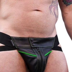 <b>Mens</b> Hardline <b>Leather</b> Jockstrap Yellow Trim Athletic Style Premium <b>Leather</b> Fetish <b>Underwear</b> Adjustable Straps - Product Image 5