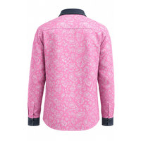 Chemise de travail classique FR Western Welding, résistante aux flammes, à prix régulier, pour le travail minier et la soudure, rose/blanc