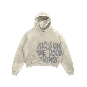Focus On The Good Things Sweat-shirt à capuche oversize unisexe en coton French Terry, style décontracté, style automne - Product Image 1