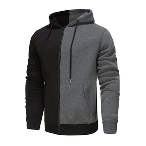 Sudadera con capucha de alta calidad OEM, personalizada, con cremallera dividida, para hombre, de ajuste holgado, con paneles en contraste, chándal, chaqueta de lana para gimnasio, primavera, 100% algodón - Product Image 4