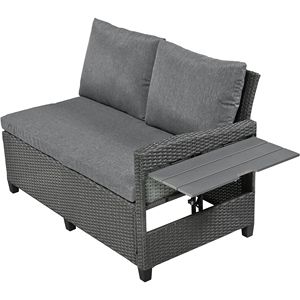 5-Piece PE Wicker Outdoor Patio Rattan <b>Sofa</b> Set L-Shaped Garden Furniture 2 Extendable <b>Side</b> <b>Tables</b> for Dining 2 Extendable <b>Side</b> - Product Image 6