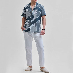เสื้อเชิ้ตลำลองคุณภาพสูง เนื้อผ้าระบายอากาศได้ดีและแห้งเร็ว พร้อมปกคิวบาและกระดุมเขาสัตว์ เหมาะสำหรับฤดูร้อน - Product Image 6