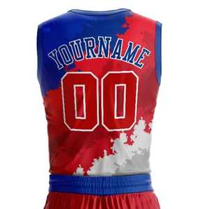 Uniformes de baloncesto de 2 piezas con diseño único rojo y azul, ligeros, para equipo, el mejor producto, hechos de poliéster. - Product Image 5