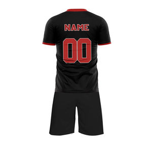 Custom Red/Black Breathable Polyester Soccer Uniform Set with Digital Print Custom Number Sublimation <b>Football</b> Team Jersey <b>Socks</b> - Product Image 3