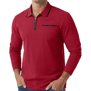 Polo pour homme – T-shirt classique élégant à manches longues et col zippé pour le golf - Product Image 3
