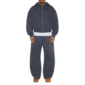 Ensemble survêtement homme oversize et ample, style streetwear et loungewear, 500 GSM, coupe décontractée, sweat à capuche zippé et pantalon de survêtement, style hiver - Product Image 2