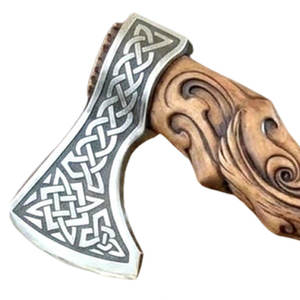 Hacha Táctica Vikinga Hecha a Mano con Mango de Madera y Hoja de Acero Inoxidable, Diseño Celta para Uso de Supervivencia - Product Image 3
