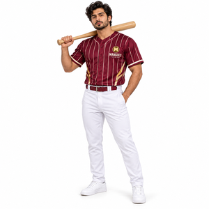 Camiseta de Béisbol Personalizada con Rayas para Hombre y Mujer, Camisa con Botones, Nombre, Número y Logotipo Personalizados, Uniforme de Entrenamiento de Equipo, OEM ODM, Manga Corta - Product Image 3