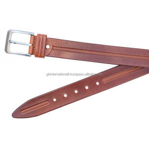 Ceinture décontractée en cuir pleine fleur véritable Tan pour hommes ceinture décontractée d'affaires en cuir de créateur fait à la main pour unisexe - Product Image 6