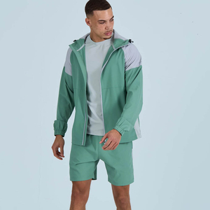 <b>Wind</b> <b>Breaker</b> Sets Windproof Men Polyester Nylon Windbreaker Short Tracksuit Zipper Jackets and Shorts Two Piece Set - Product Image 1