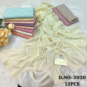 Exquisito Hiyab de Lino y Poliéster con Adornos de Plumas, Tela Suave y Transpirable, Diseño Floral, Elegante para Uso Diario de Mujeres - Product Image 2