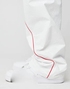 <b>Men's</b> <b>White</b> Elastic Waist Sweatpants With Red Side Stripe Lightweight Breathable Casual Jogger Pants Summer Activewear - Product Image 3