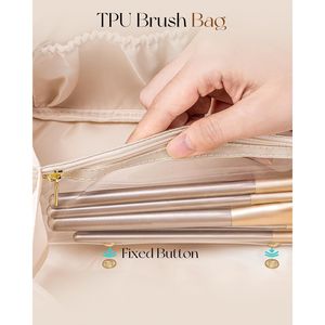 Borsa per il Trucco in Pelle PU di Grande Capacità, Impermeabile, Portatile, con Divisori, per Articoli da Toeletta e Cosmetici da Viaggio per Donne - Product Image 4