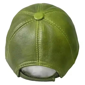 Casquettes de baseball en cuir véritable, nouveau design, sur mesure, noires, ajustées, service OEM à prix avantageux - Product Image 5