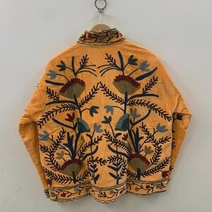 Bohemian Floral Embroidered Velvet Jacket Windproof and Breathable Suzani Overcoat Winter Knitted Short <b>Coat</b> - Product Image 2