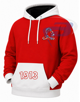 Delta |   Sigma |   Sudadera con Capucha Roja para Hombre Theta DST Sorority con Bolsillo Canguro Blanco 1913, Sudadera con Capucha Casual para Mujer con Bloques de Color