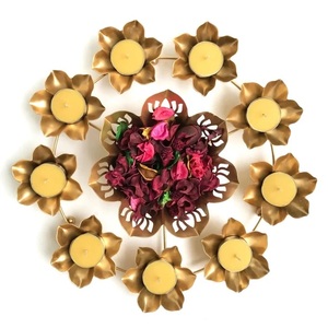 Decorative Gold Metal Tealight Holder Candle <b>Stand</b> for Home Christmas Festival Diwali and Event Decoration - Product Image 3