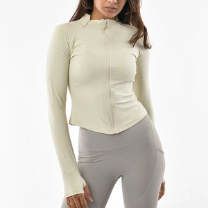 Chemise de sport athlétique à manches longues pour femme, coupe ajustée, avec fermeture éclair intégrale, conception OEM avec emplacement pour bras, idéale pour le yoga, la gym et la course à pied, collection Compression 2026 - Product Image 1