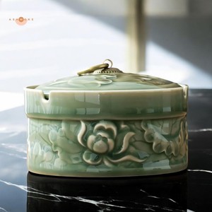 Cenicero de Cerámica de Calidad Garantizada con Diseño de Dragón, Estilo Chino Tradicional, Esmalte Verde, Decoración de Escritorio para el Hogar - Product Image 3