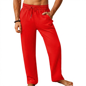 Pantalon de survêtement en tricot vert pour homme, taille élastique avec cordon de serrage, décontracté, léger, respirant, pantalon d'été avec poches latérales - Product Image 6