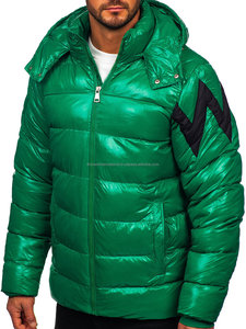 2024 Winter Green Bubble Coat High Quality Hood Custom Oem Pattern Decoration Long High Street Outdoor Woven <b>Jacket</b> for Spring - Product Image 3