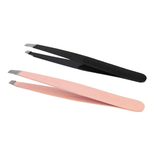 Pince à épiler pour sourcils en acier inoxydable, 9.5cm, pointe plate, rose, noire, pour épilation du visage, outil cosmétique professionnel pour les yeux, 1 pièce - Product Image 5