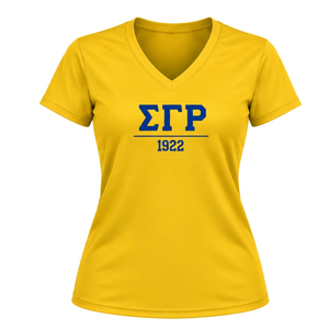 T-shirt de sport personnalisé SGRHO pour femme, col en V, pour entraînement et fitness, sororité grecque Sigma Gamma Rho, vente en gros - Product Image 1