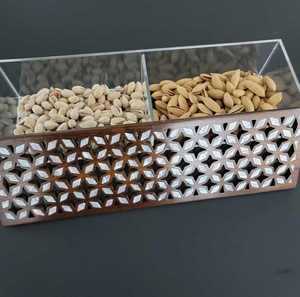 Acrylic Rectangular Premium Handmade Wooden Eid Gift Box with Floral Inlay <b>Ramadan</b> <b>Chocolate</b> Sweet Dry Fruit Dates Packaging use - Product Image 4