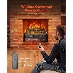 Inserto per Caminetto Elettrico da 20 Pollici con Telecomando, Stile Moderno, 5 Livelli di Luminosità della Fiamma Regolabili, Timer 24 Ore per Camper - Product Image 1
