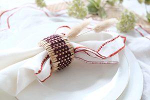 Vintage Rattan Napkin Ring for <b>Table</b> Setting Handmade Wood Serviette Rings Holder for Thanksgiving, Outdoor Dinner, <b>Table</b> Decor - Product Image 2