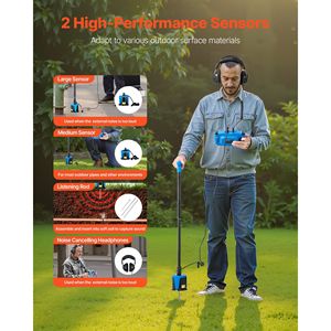 Rilevatore di perdite d'acqua per tubi interrati con touchscreen da 7 pollici e cavo da 16,4 piedi (5 m), localizzatore di perdite 1Hz-10000Hz, prodotto sicuro per esterni - Product Image 4