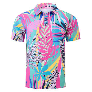 Chemise de golf pour homme en jersey et élasthanne à manches courtes, motif imprimé, séchage rapide, respirante, anti-plis, personnalisable OEM, broderie sur mesure - Product Image 3