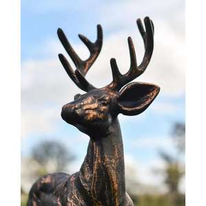 Compre una Escultura de Reno de Bronce de Tamaño Real con Grandes Astas, Decoración Navideña, Artículos para Eventos - Product Image 3