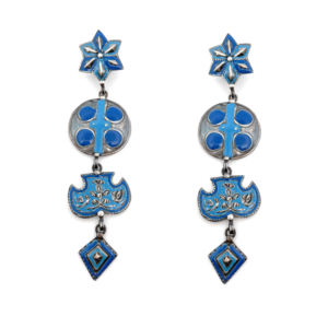 SKU7543 ต่างหูเงินแท้ 925 ประดับเคลือบสีน้ำเงิน ดีไซน์แบบห่วง สำหรับผู้หญิง ของขวัญวันครบรอบแต่งงานและงานปาร์ตี้ - Product Image 1