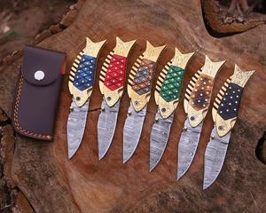 Nordic Forge Damascus Steel <b>Folding</b> <b>Knife</b> Leather Sheath Pakka Wood Handle Handmade Pocket EDC Hunting Camping <b>knife</b> OEM ODM - Product Image 4