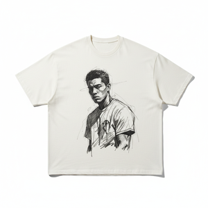 Camiseta de Manga Corta con Cuello Redondo para Hombre, con Estampado de Retrato, Corte Regular, Estilo Casual, 100% Algodón Jersey - Product Image 1