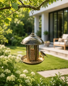 Bain d'oiseaux en laiton fait main avec finition écologique résistante à l'eau, design suspendu pour extérieur, ornement de jardin pour oiseaux sauvages - Product Image 5
