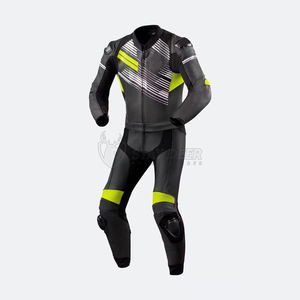 Combinaison de moto en cuir avec logo personnalisé, une pièce, pour la course sur circuit, résistante aux abrasions, équipement de protection pour motards - Product Image 1