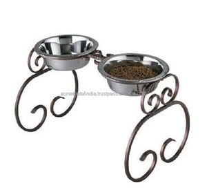 Ensemble de 2 bols de nourriture pour chiens élégants plat moderne en acier inoxydable pour animaux de compagnie support de jambe en métal enduit de poudre blanc alimentation pratique Durable - Product Image 3