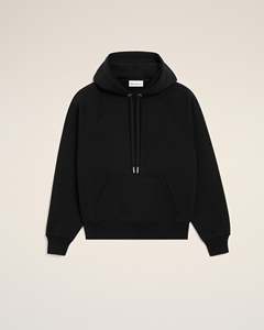 Sudadera con Capucha Negra para Hombre, Corte Holgado, Tejido de Algodón, Color Sólido, Estilo Casual de Verano, Diseño con Bolsillos, Colores Personalizables - Product Image 1